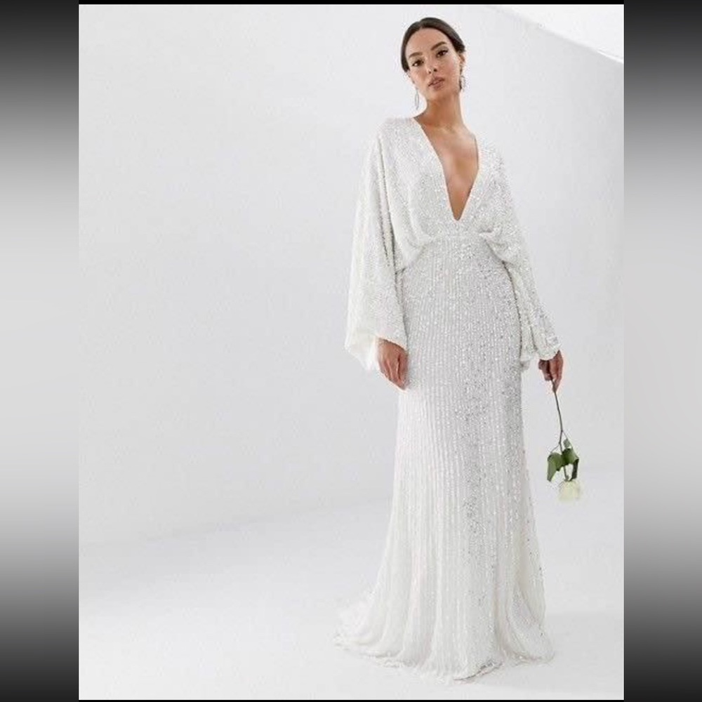 Sequin Kimono Sleeve Wedding Dress